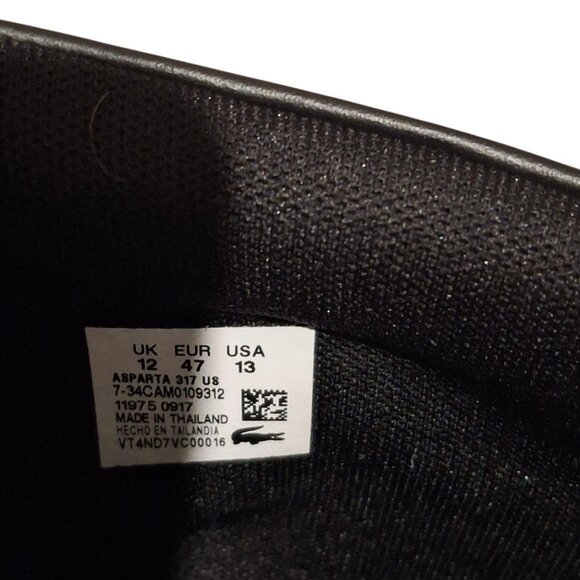 Men Lacoste Sneakers Asparta  Black Leather Mid Top Lace Up Shoe Sz 13 - Picture 7 of 8